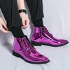 Boots skor för manlig 2023 varumärke tvärbundna herrmode färg matchande läder casual spetsig tå fotled