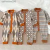 Kläder sätter höst baby jumpsuit söt tryck stickning romper för pojkar flickor vintage tröja enstycken onesie nyfödda kläder spädbarn outfitl231202