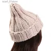 Beanie/Skull Caps 2023 Kvinnor Winter Sticked Beanies Hat Tjock mjuk varm grov stor stickad fast hatt kvinnlig motorhuvskallies Beanies Hatl231202