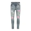 Designers Jeans Mode Pierre Droite Hommes Biker Trou Stretch Denim Casual Jean Luxurys Hommes Skinny Elasticit Pantalon