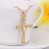 Hoge kwaliteit heren kruis 18k gouden sieraden hanger ketting WGN703 Een Geel Goud witte edelsteen Kettingen met kettingen191R