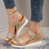 Sandalen Slangenprint Sleehak Sandalen Voor Vrouwen 2023 Zomer S Plus Size Romeinse Platform Antislip Strand Sandalias De mujer