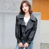 Haining – manteau court et ample en cuir de mouton pour femme, mode coréenne, printemps et automne, 2023