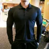 Polo's voor heren Sneldrogend hardloopshirt Heren Bodybuilding Sport T-shirt Compressietop met lange mouwen Gym Fitness Strakke compressiepolo Jetseys 231202