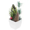 Fiori decorativi Piccola scrivania Albero di Natale Simulazione Mini piante artificiali in vaso Bonsai Decorazione autunnale Lavanda