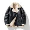 Zamszowe kurtki skórzane mężczyźni projektują zimową kurtkę motocyklową punkową streetwear streetwear futro gęste ciepłe płaszcze