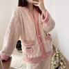 Женская одежда для сна с клубничным принтом, женские пижамные комплекты, зимний флисовый бархатный комплект из 2 предметов, домашний костюм, пушистый корейский Piiama, теплая ночная одежда 231201