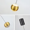 Pendant Lamps Golden Simple Led Lamp Modern Creative Ball Shape Adjustable Lifting Aluminum Lighting Fixtures Bedroom Bedside Hanglamp