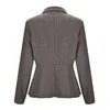Women's Suits Elegant Floral Jacquard Peplum Office Suit With Double Breasted Closure Women Turn-Down Collar Jacket Tops
