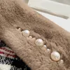 Écharpes hiver perle peluche écharpe pour femmes style coréen dames mignon épaissi chaud fausse fourrure croix filles doux cou anneau