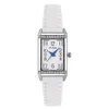 Armbanduhren Quarzuhren für Damen, Lederarmband, rechteckiges Zifferblatt, modisch, einfach, lässig und vielseitig, exquisite Uhr