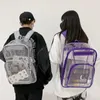 Sac à dos Transparent pour femmes, sac d'école étanche de grande capacité en PVC pour hommes, sacs à dos de sport de voyage à la mode pour étudiants clairs
