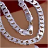 Chaînes en gros 12mm Largeur 925 Collier Sier 18-30 Personnaliser Longueur Mens Haute Qualité Curb Cubain Lien Chaîne Mode Hip Hop Style F Dhaa6