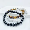 Bracelet de perles en pierre naturelle pour hommes, 3 pièces, œil de tigre, à la mode, corde élastique en cristal de 8MM, en Agate, 2023