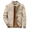 Herrjackor 2024 Autumn Winter Fleece Jacket Män tålar fast färg Fashion Casual Khaki Black Military Baseball Coats kläder