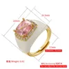 Anéis de casamento Zhukou Rosa Zircon Anel de Abertura para Mulheres Românticas Pedra Grande Gelado Moda Princesa Anéis Jóias Atacado VJ414 231202