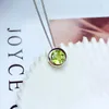 Ciondoli Chic Verde Peridoto Ciondolo con pietra preziosa per donna Collana Vero argento 925 Gioielleria raffinata Regalo di compleanno Gemma rotonda Birthstone