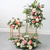 Decorative Flowers Wreaths Custom Rose Artificial Flower Row Table Flower Ball Party Floral Arrangement Wedding Arch Backdrop Decor Flowers Wall Rouge Pink 231201