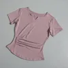 Camisas ativas femininas terno de fitness esportes manga curta verão com decote em v camiseta fina secagem rápida apertado correndo yoga