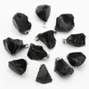 Colares Pingente Natural Irregular Obsidian Preto Minério Cru Cristal Simples Moda Ornamento Necklac Artesanato Fabricatio Sales10pcs