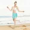 Liście strojów kąpielowych damskich i fioletowe kwiaty letnie kobiety pokrywki plażowe bikini owijaj sama krótka spódniczka