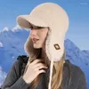 Berets unisex zimowy czapka bombowca krótka rdzeń czapki z uszu koloru blokowanie sherpa śnieg men rower na zewnątrz