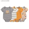 Ensembles de vêtements Fetchmous 4 pcs/lot unisexe dessin animé bébé garçon fille body mignon 100% coton nouveau-né vêtements bébé vêtements 0 à 12 mois L231202