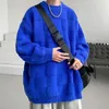 Erkek Sweaters Erkekler Büyük Sonbahar Kış Gevşek Stil Havlu Kontrol Tasarım Moda O boyun yakalı Sokak Giyim Örme Külot Erkek