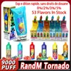 Original Randm Tornado 9000 Puff Disposable Vape Pen Puff 9K E Cigaretter med verifierad kod Funktioner 0,8HM MESH COIL 0% 2% 3% 5% Laddningsbart batteri 18 ml enhet