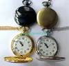 New Arrival Retro Two-faced Pocket Watch Silver black gold Smooth Quartz Pocket Watch With long Chain Best Gift To Men Women