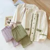 Kobietowa odzież sutowa wiosna i lato 2023 piżama zestaw spodni z długim rękawem bawełniana przędza
