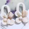 Boucles d'oreilles en acrylique à géométrie exagérée, rétro, coquillages multicouches, fleur de corail pour femmes, bijoux à la mode, 2023