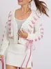 Tricots pour femmes Femmes boutonné col en V pull mignon noeud papillon décor câble tricot recadré cardigan automne à manches longues manteau de tricot en vrac