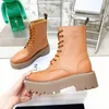 Mode Kledingschoenen Dames winterlaarzen triomphe Designer platform Casual Schoen leer knie Sneeuwlaarzen Dames Wedge Boot zwart bruin buitenshuis reizen Martin Boots box