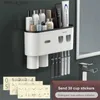 Tandborstehållare Mengni -Magnetic Adsorption Inverterad tandborstehållare vägg -Automatisk tandkräm Squeezer förvaringsställ badrumstillbehör Q231201