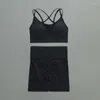 Ensembles actifs SVEIC Fitness ensemble de Yoga sans couture Shorts haut court femmes 2 pièces vêtements de sport taille haute soutien-gorge de sport costumes entraînement en cours d'exécution vêtements de sport