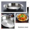 Conjuntos de louça de aço inoxidável Stock Pot Paella Pan Dupla alças antiaderente panelas de fundo plano cozinha restaurante metal steamer cesta