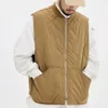 Gilets pour hommes automne hiver gilet chaud veste sans manches coton rembourré gilet cargo vêtements de travail vêtements masculins manteau rhomboïde streetwear 231201