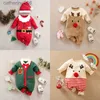 Clothing Sets 0-24 Months Spring Autumn Baby Boys Girls Christmas Style Cartoon Deer Jumpsuit New Year Costume For Newborn Christmas ClothesL231202