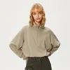 Pulls pour femmes 23SS vert clair printemps et automne décontracté court demi-fermeture à glissière pull à col montant femmes rétro style collège pull hauts