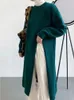 Pulls pour femmes Pull surdimensionné Pull Long Pull Femme Robe Mode coréenne à manches longues Top Side Slit O Cou Automne Pull Robe 231201