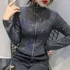 Jackets para mujeres Yoyide Jacket de otoño Glitter Glitter Señoline Fashion Fashion Fashion Design Sense Sexy Bottoming Camiseta