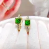 Stud Earrings Natural Diopside For Women Silver 925 Jewelry Luxury Gem Stones 18k Gold Plated Free Shiping Items