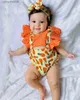 Ensembles de vêtements Nouveau 0-24M été garçons barboteuses creuses bébé filles fruits imprimés animaux volants à manches courtes combinaisons mignons vêtements pour bébés L231202