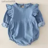 Conjuntos de roupas Bebê Meninos Meninas Roupas Irmão e Irmã Roupas Infantis Meninos Meninas Macacão Manga Comprida Denim Primavera Outono Criança RomperL231202