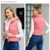 Kvinnors västar 2023 Casual Stand Collar Puffer Vest Women Reversible Coats Warm Ytterkläder ärmlös vinter plus storlek förtjockade jackor 231201