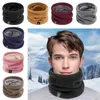 Bandanas 1 Uds mujeres hombres poliéster suave tejido cuello más cálido máscara facial bufanda de invierno piel de lana gruesas bufandas de Color sólido protección