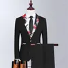 Men's Suits Korean Dress Suit Mens Blazers Floral Stitching Male Four Seasons Business Self-cultivation Hair Stylist Costume Suknia{category}