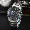 Six aiguilles Tous les cadrans fonctionnent Verres saphir OMG Montre à quartz de luxe pour hommes Série Moonlight Fonction complète Chronométrage Fonctionnement Mode Calendrier décontracté Bracelet de montre étanche