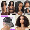 Perucas sintéticas 360 150% curto bob encaracolado cabelo humano para mulheres negras brasileiro remy 13x1 t parte água onda profunda peruca frontal com ba dh2pb